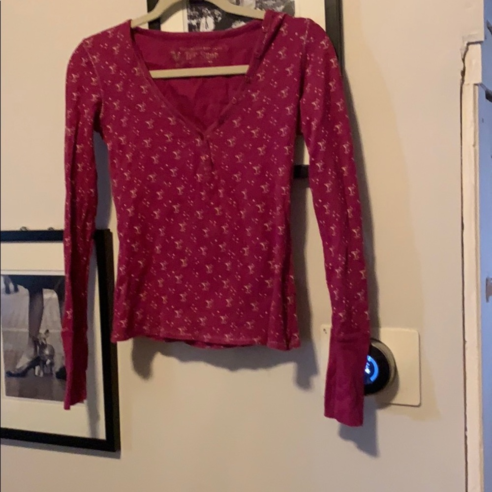 Victoria Secrets Magenta Henley Long John Top